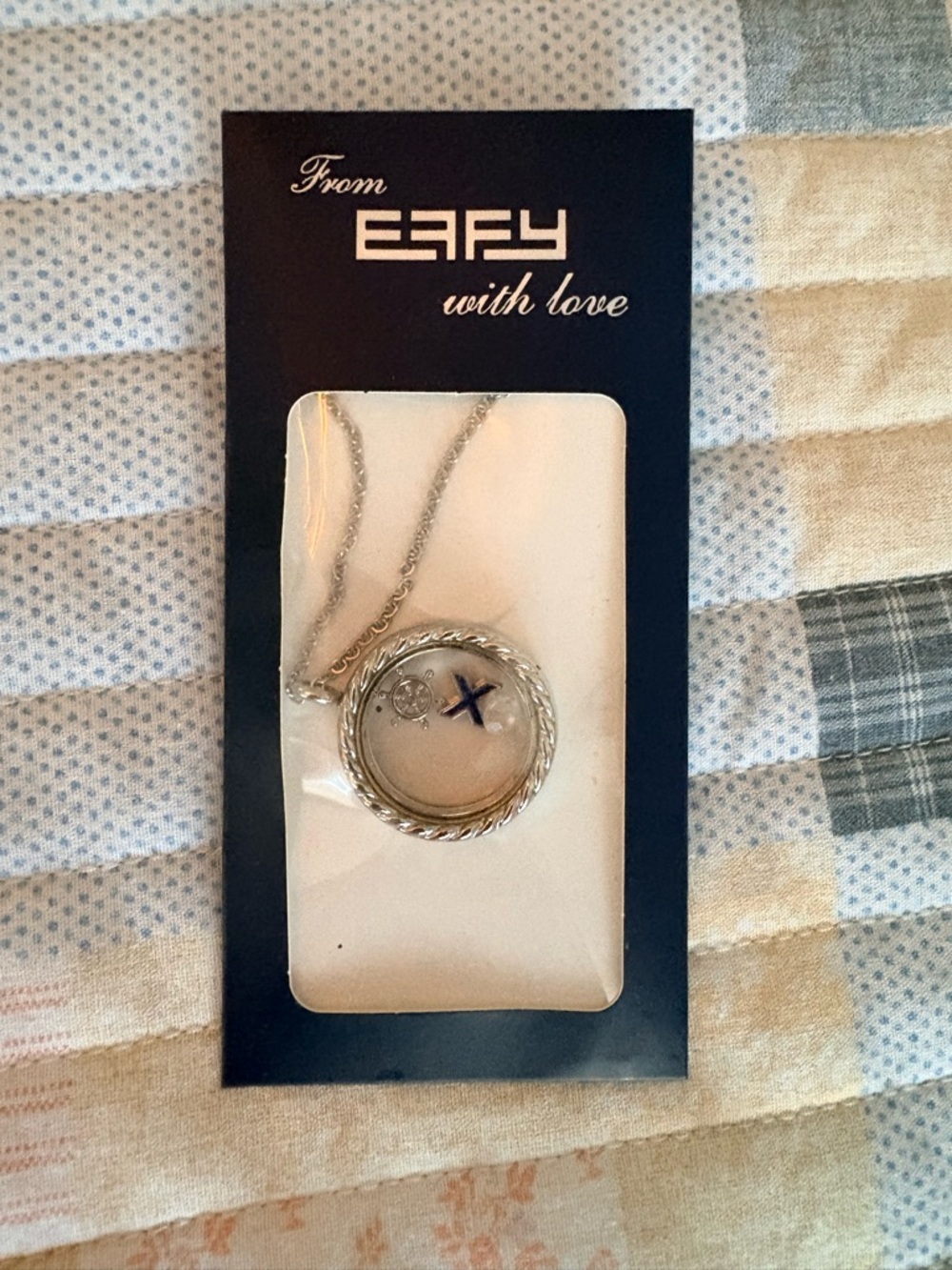 NWT Cruise Floating Charm Locket Necklace in Silver with Blue Accent